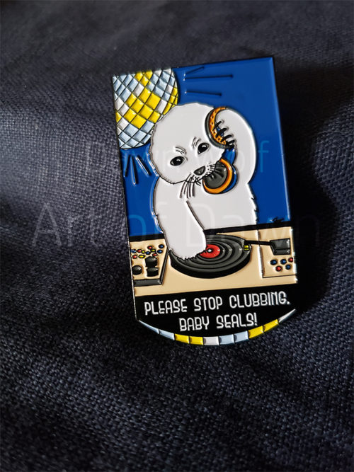 Please Stop Clubbing, Baby Seal! on Navy canvas background